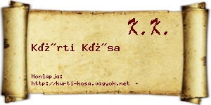 Kürti Kósa névjegykártya